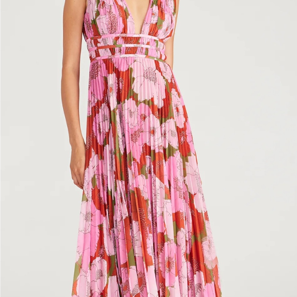 AMUR Deep V Pleated Gown